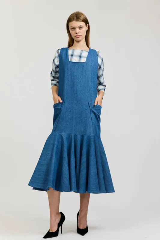 Meredith Dress in Blue Denim made by Batsheva
