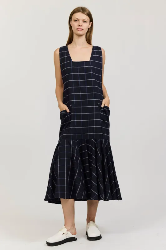 Meredith Dress in Black Check Flannel made by Batsheva
