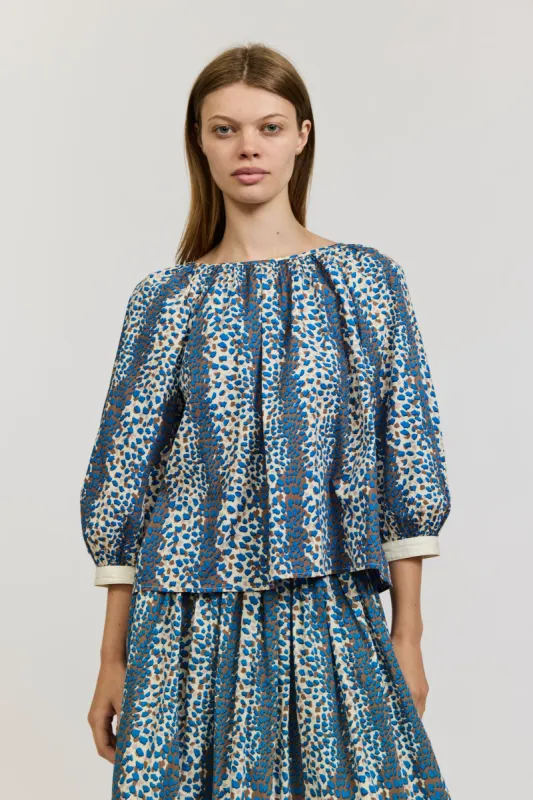 Joan Blouse in Leopard Print Cotton Poplin sold by Batsheva