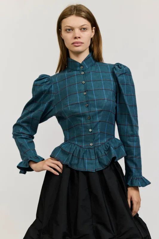 Grace Blouse in Green Check Flannel sold by Batsheva