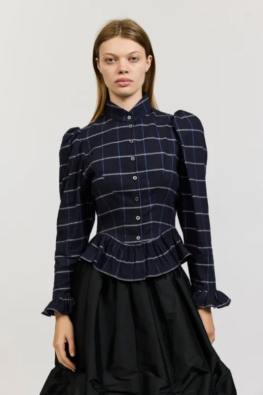 Grace Blouse in Black Check Flannel sold by Batsheva
