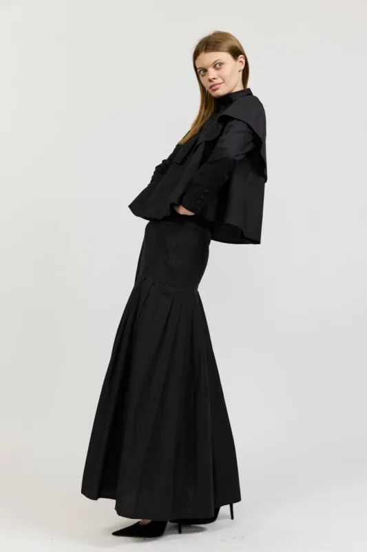 Cyn Skirt in Black Cotton Poplin sold by Batsheva