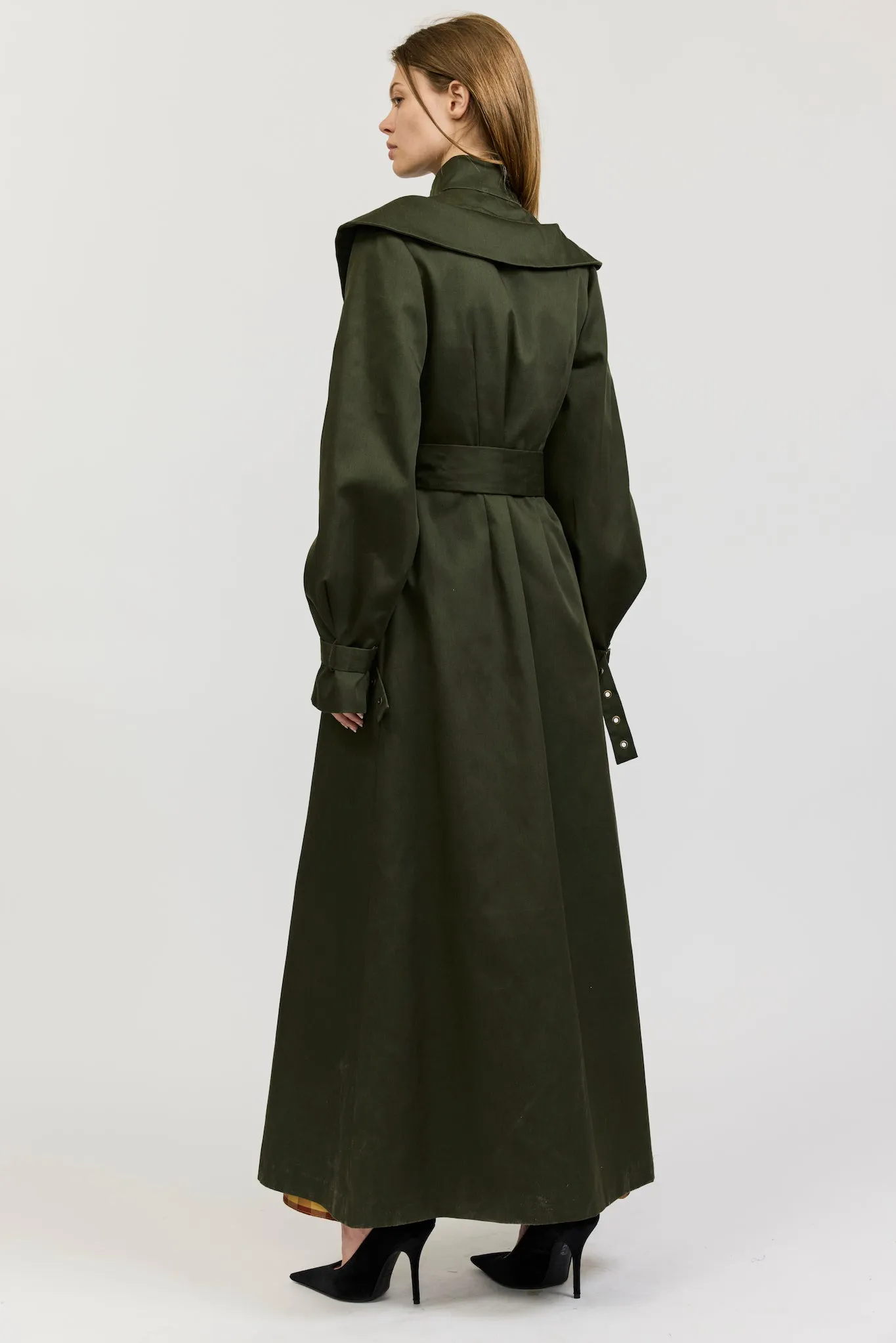 Elliot Trench Coat in Army Green sold by Batsheva