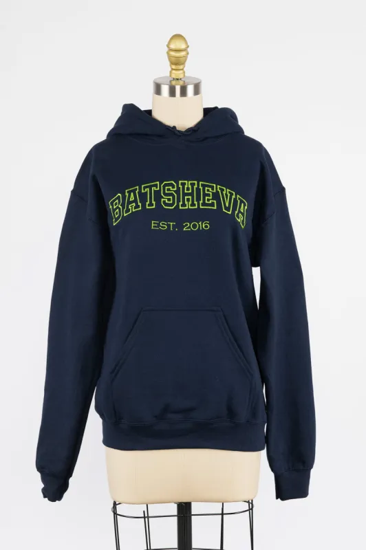 BATSHEVA Embroidered Hoodie in Navy made by Batsheva