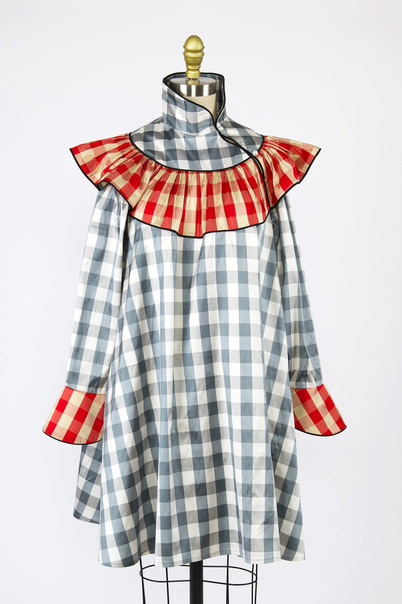 Racquel Dress in Deadstock Gingham Silk Taffeta sold by Batsheva