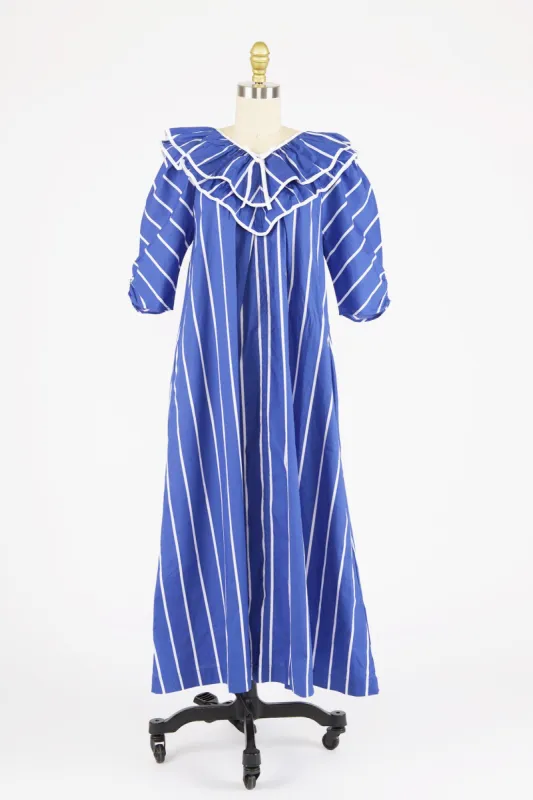 Victoria Housedress in Blue and White Stripe sold by Batsheva