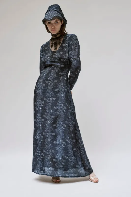 Mary Jane Dress in Mulberry Voile Floral Stripe sold by Batsheva