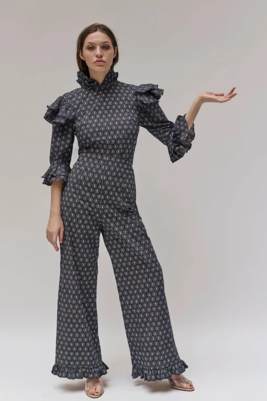 Ruffle Pant in Floral Dot made by Batsheva