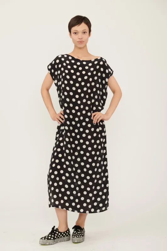 Dancer's Caftan in Black and White Polka Dot made by Batsheva