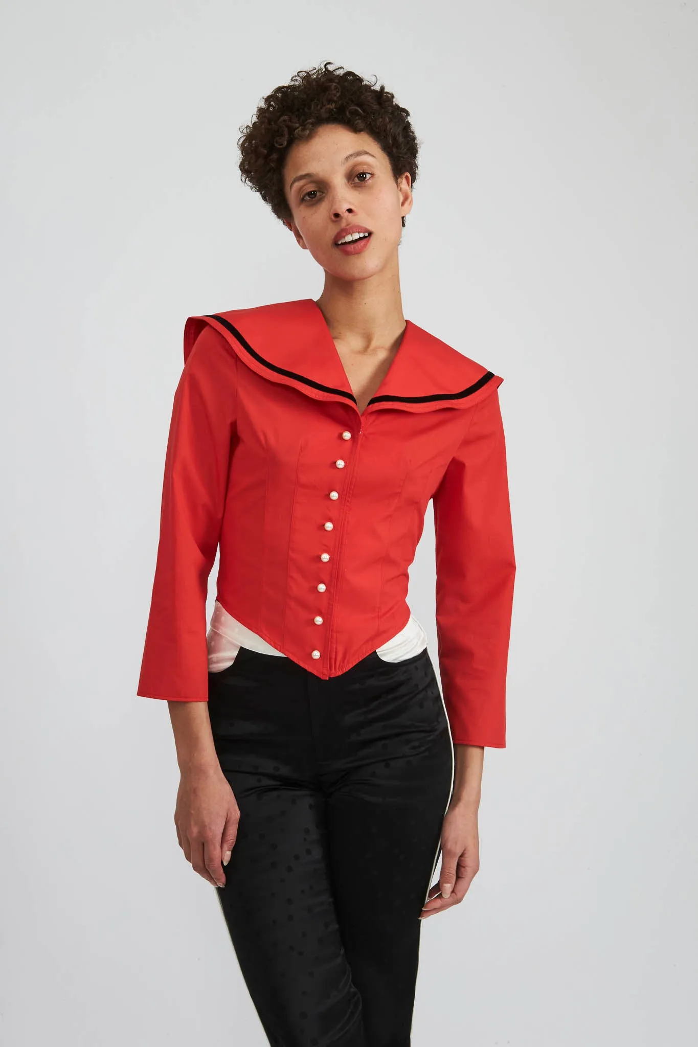 Sample Sale Skipper Blouse in Red Cotton sold by Batsheva product image thumbnail 2