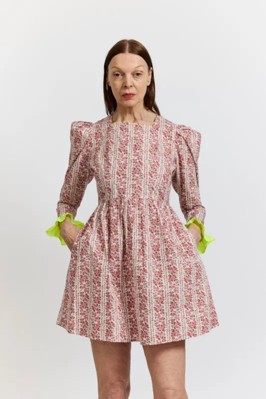 Sample Sale Square Neck Mini Prairie Dress in Oxwick Stripe made by Batsheva