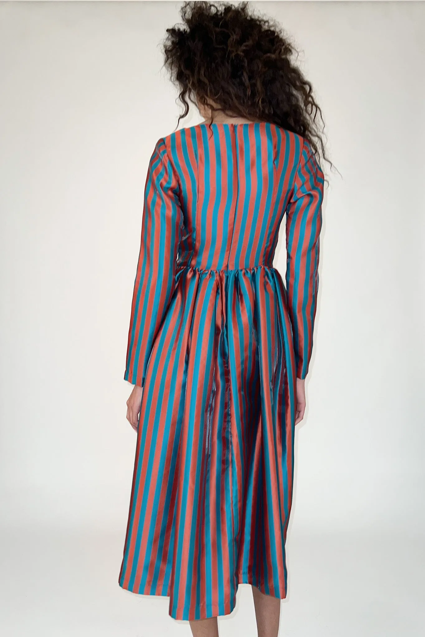 Sample Sale Vivienne Dress in Green and Orange Stripe sold by Batsheva product image thumbnail 3