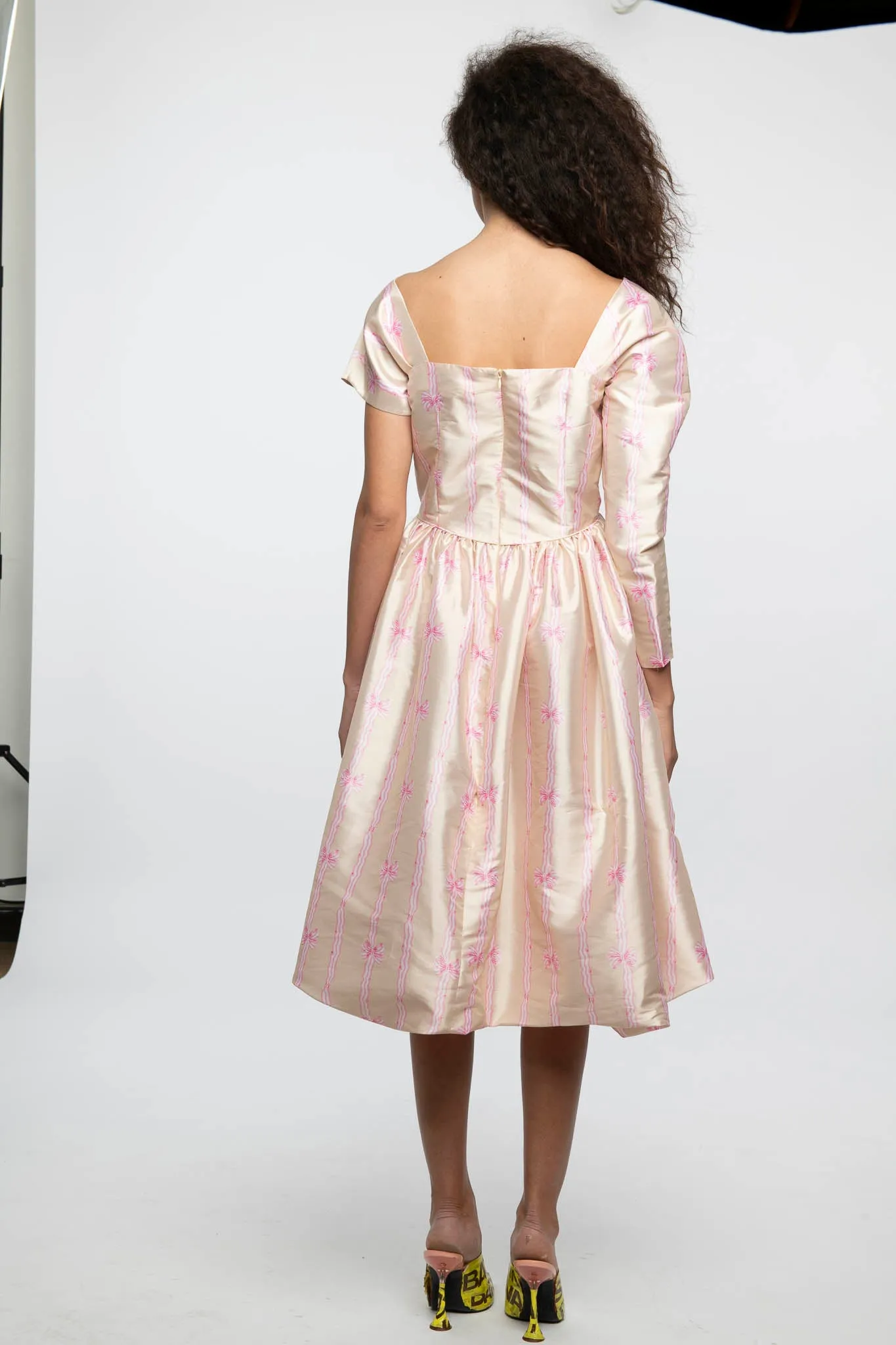 Sample Sale Asymmetric Sleeve Midi Dress in Blush Pink Bow Taffeta sold by Batsheva product image thumbnail 4