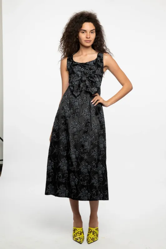 Sample Sale Bow Dress in Vintage Black Taffeta made by Batsheva
