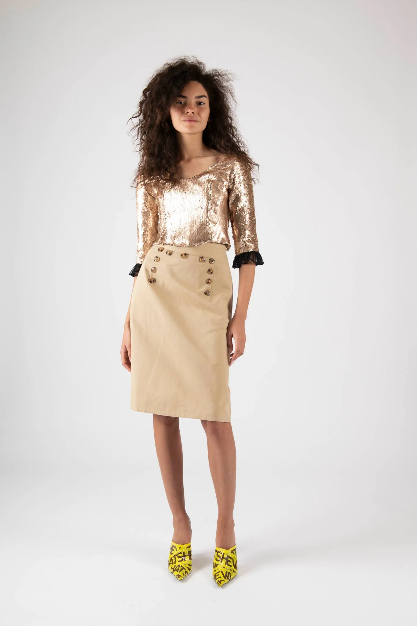 Sample Sale Sailor Skirt in Khaki Twill sold by Batsheva