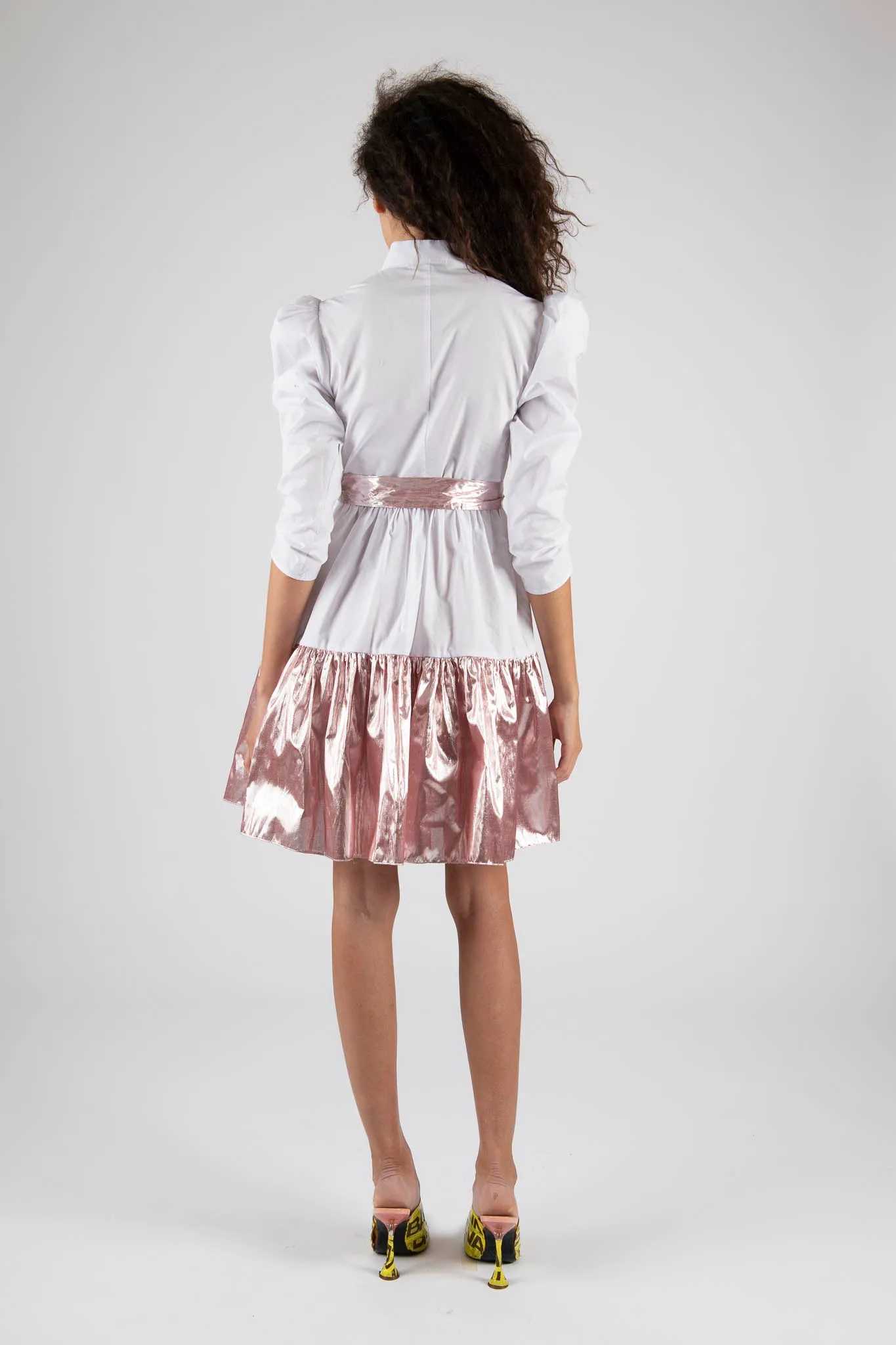 Sample Sale Midi Dress in White and Pink Lamé sold by Batsheva product image thumbnail 3