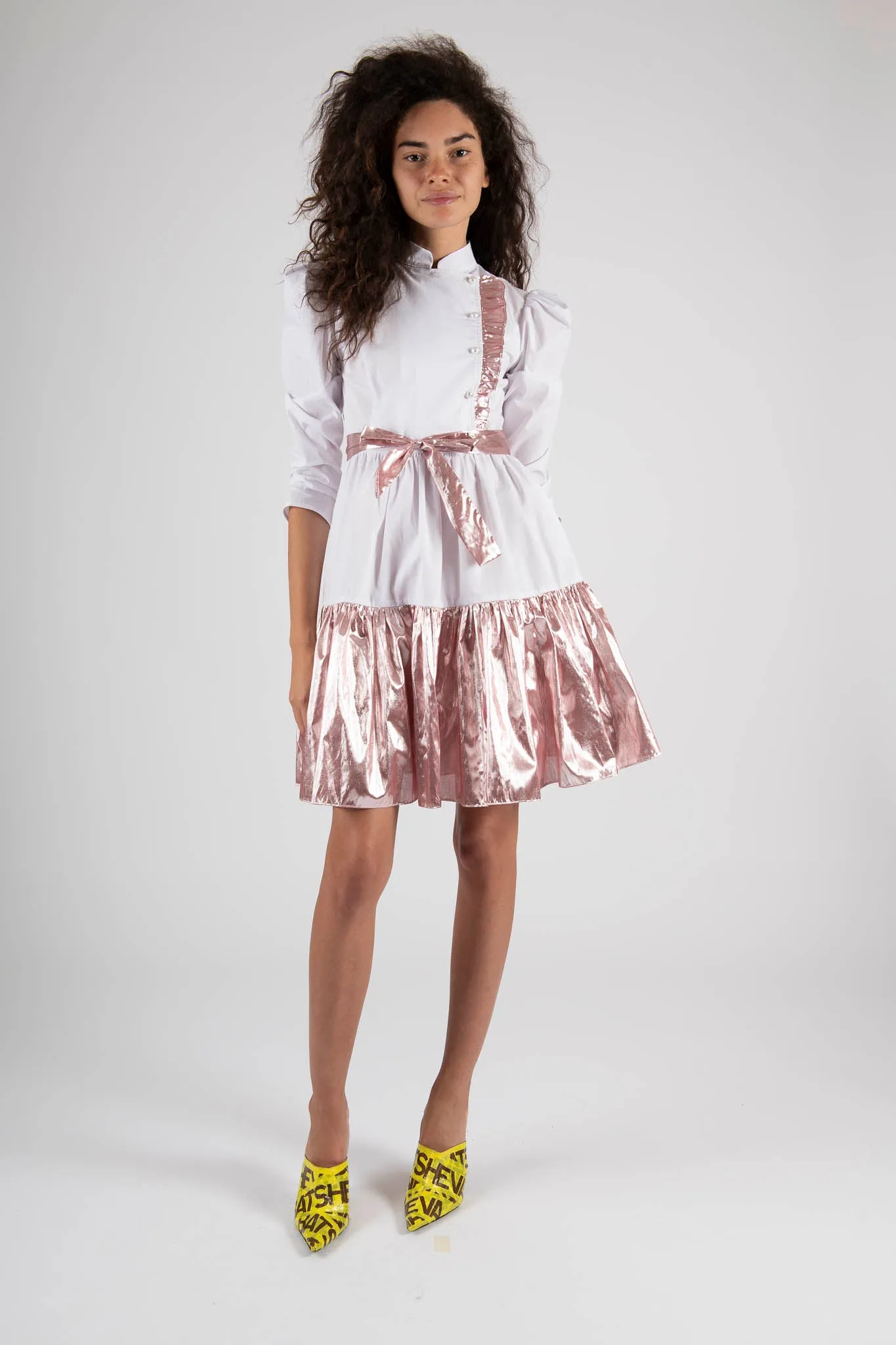 Sample Sale Midi Dress in White and Pink Lamé sold by Batsheva product image thumbnail 2