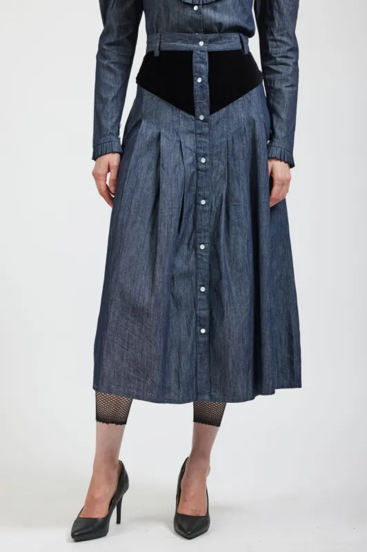 Sample Sale Denim Patch Skirt made by Batsheva