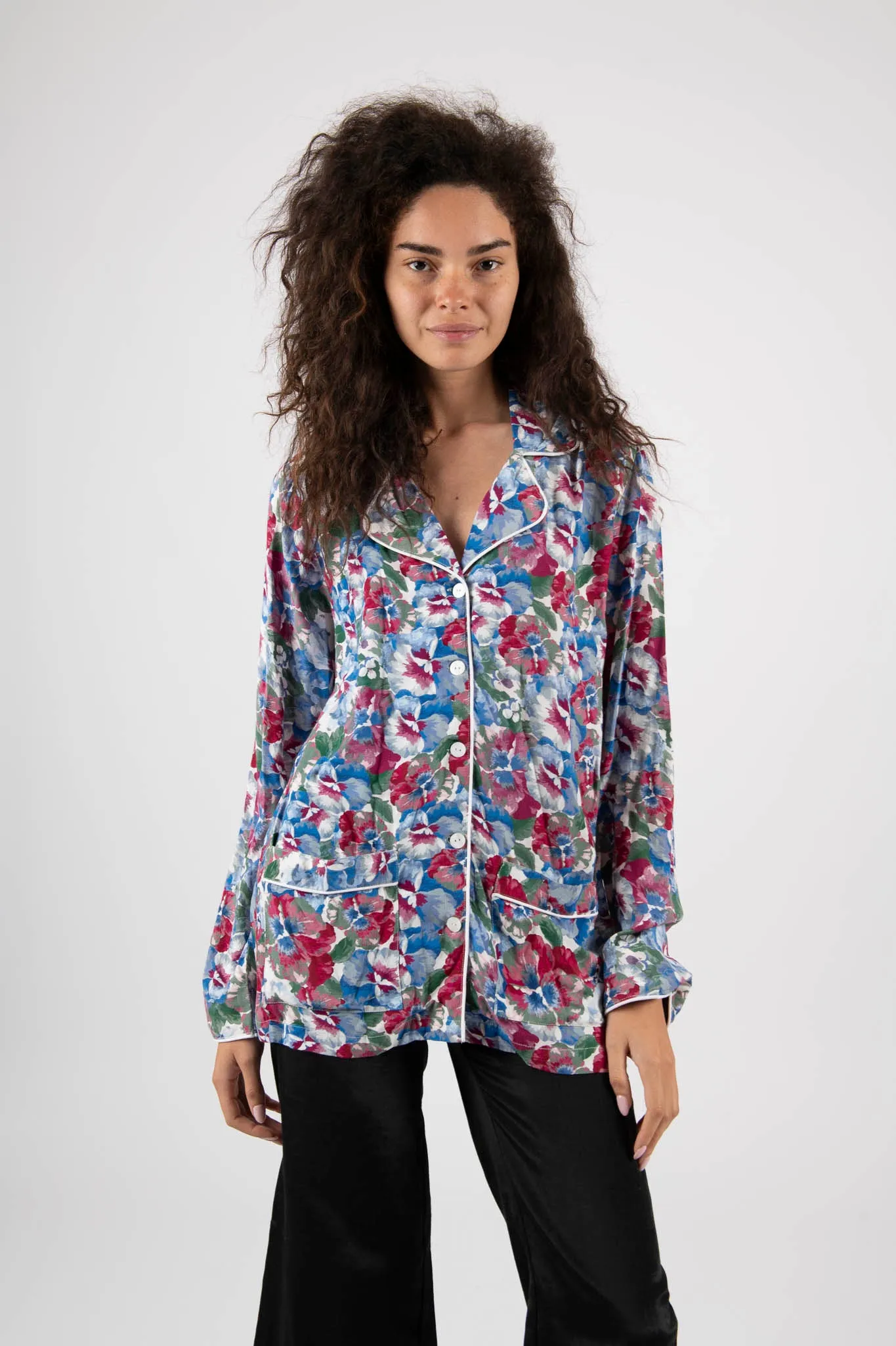 Sample Sale Pajama Style Blouse in Blue Floral sold by Batsheva product image thumbnail 2