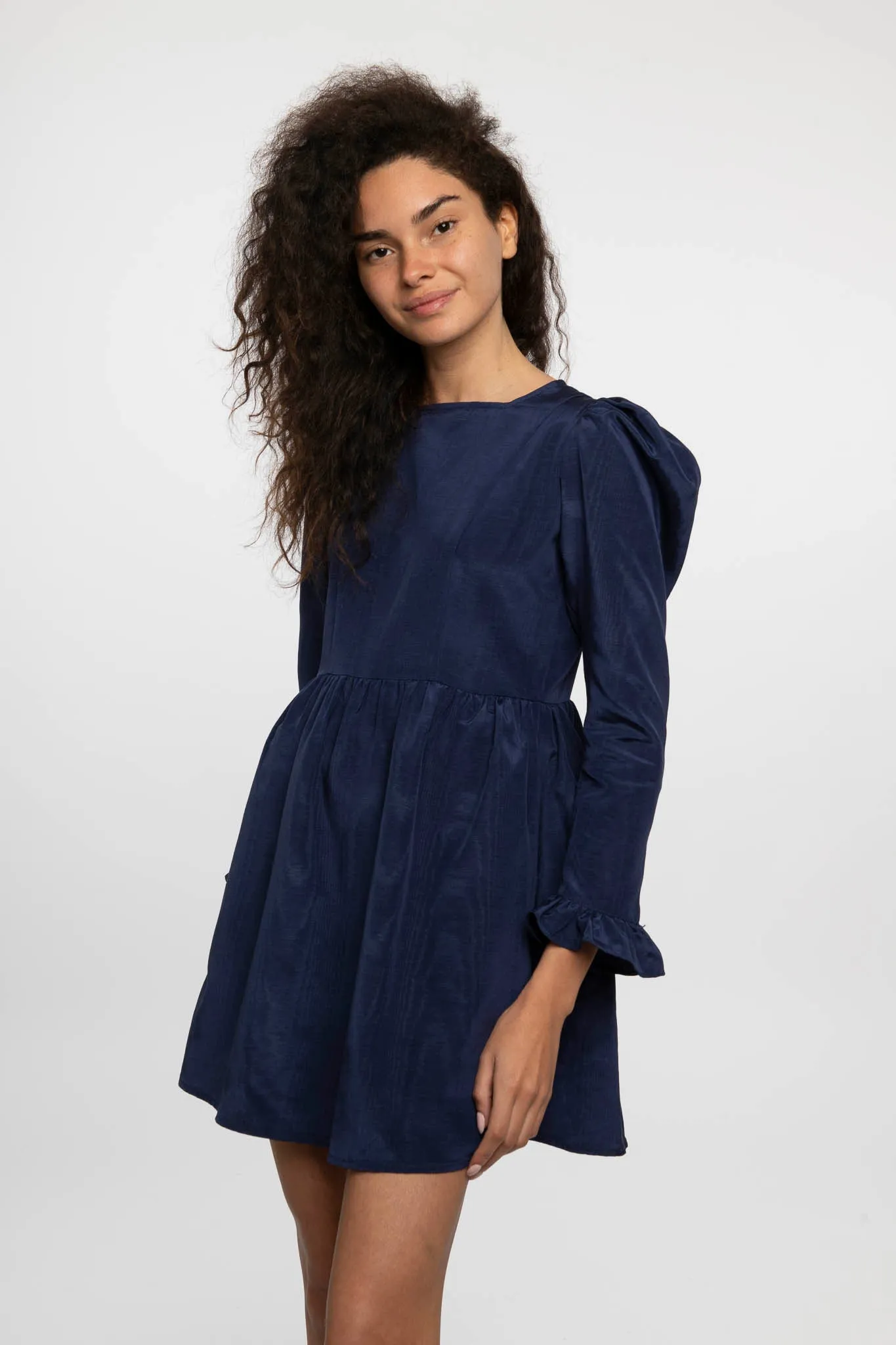 Square Neck Mini Prairie Dress in Navy Moiré sold by Batsheva product image thumbnail 4