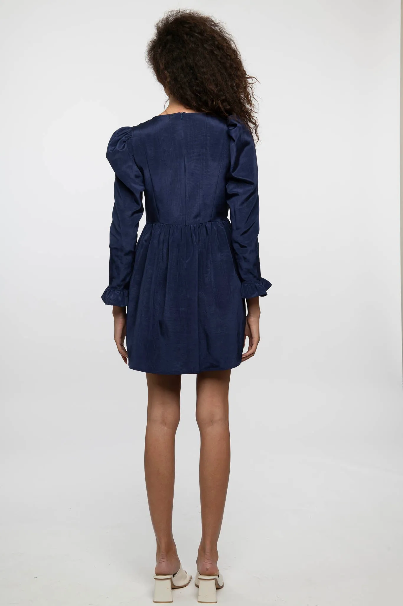 Square Neck Mini Prairie Dress in Navy Moiré sold by Batsheva product image thumbnail 2