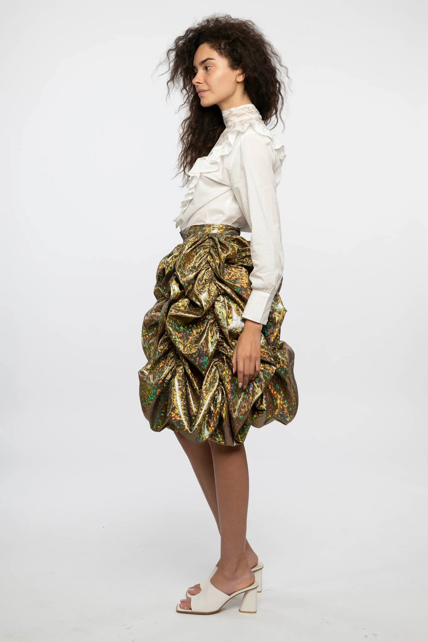 Anja Skirt in Gold Lamé sold by Batsheva product image thumbnail 4