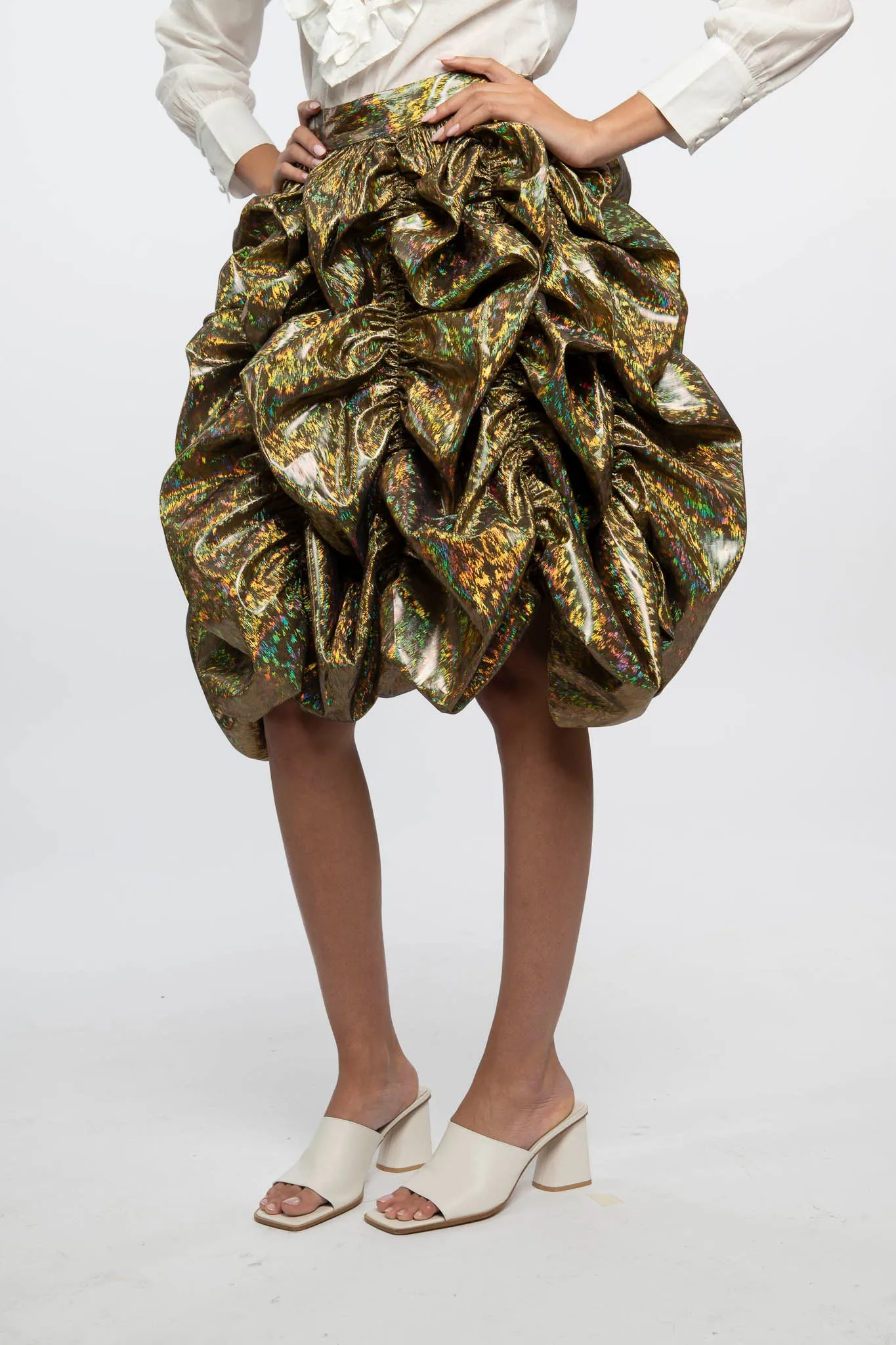 Anja Skirt in Gold Lamé sold by Batsheva product image thumbnail 3