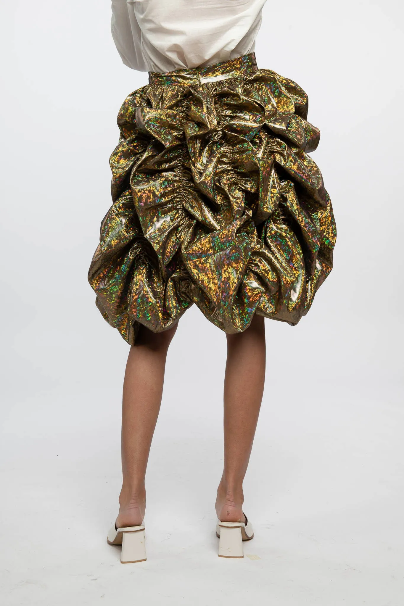 Anja Skirt in Gold Lamé sold by Batsheva product image thumbnail 5
