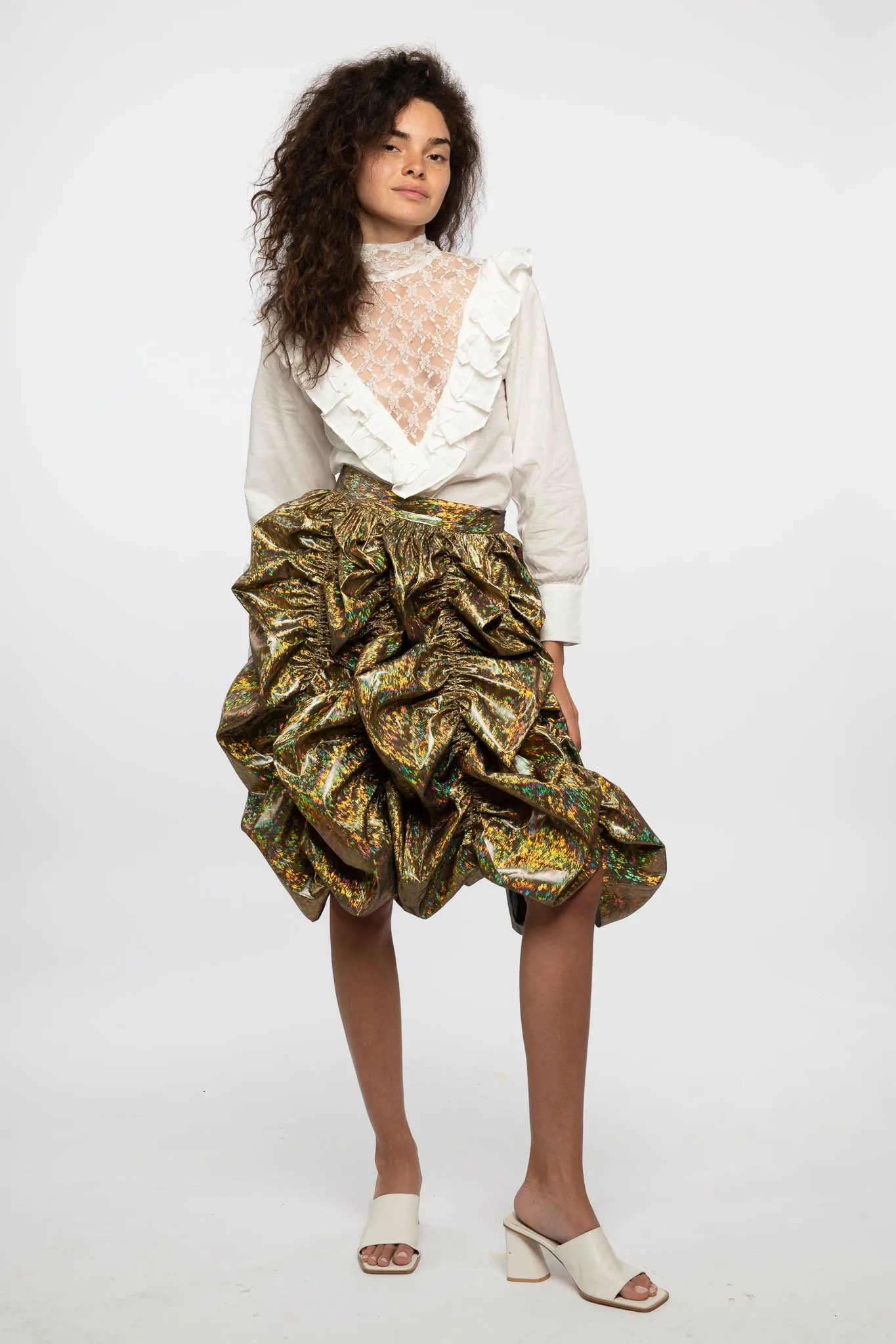 Anja Skirt in Gold Lamé sold by Batsheva product image thumbnail 2