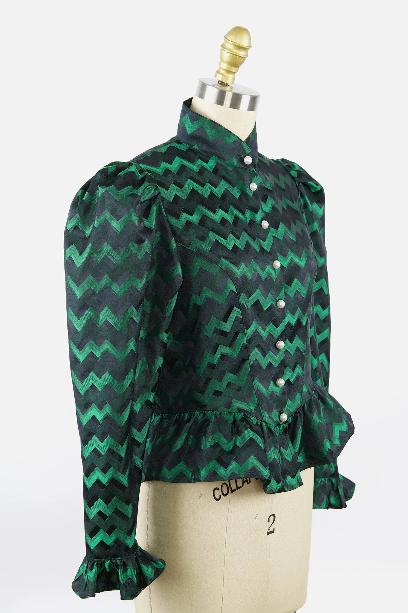 One-Of-A-Kind Grace Blouse in Vintage Green Silk sold by Batsheva product image thumbnail 2