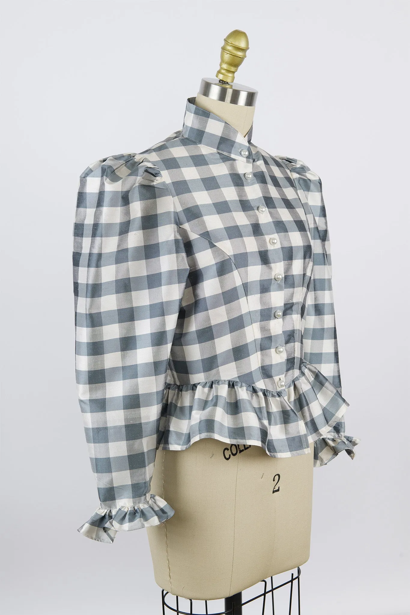One-Of-A-Kind Grace Blouse in Vintage Gray & White Gingham sold by Batsheva product image thumbnail 2