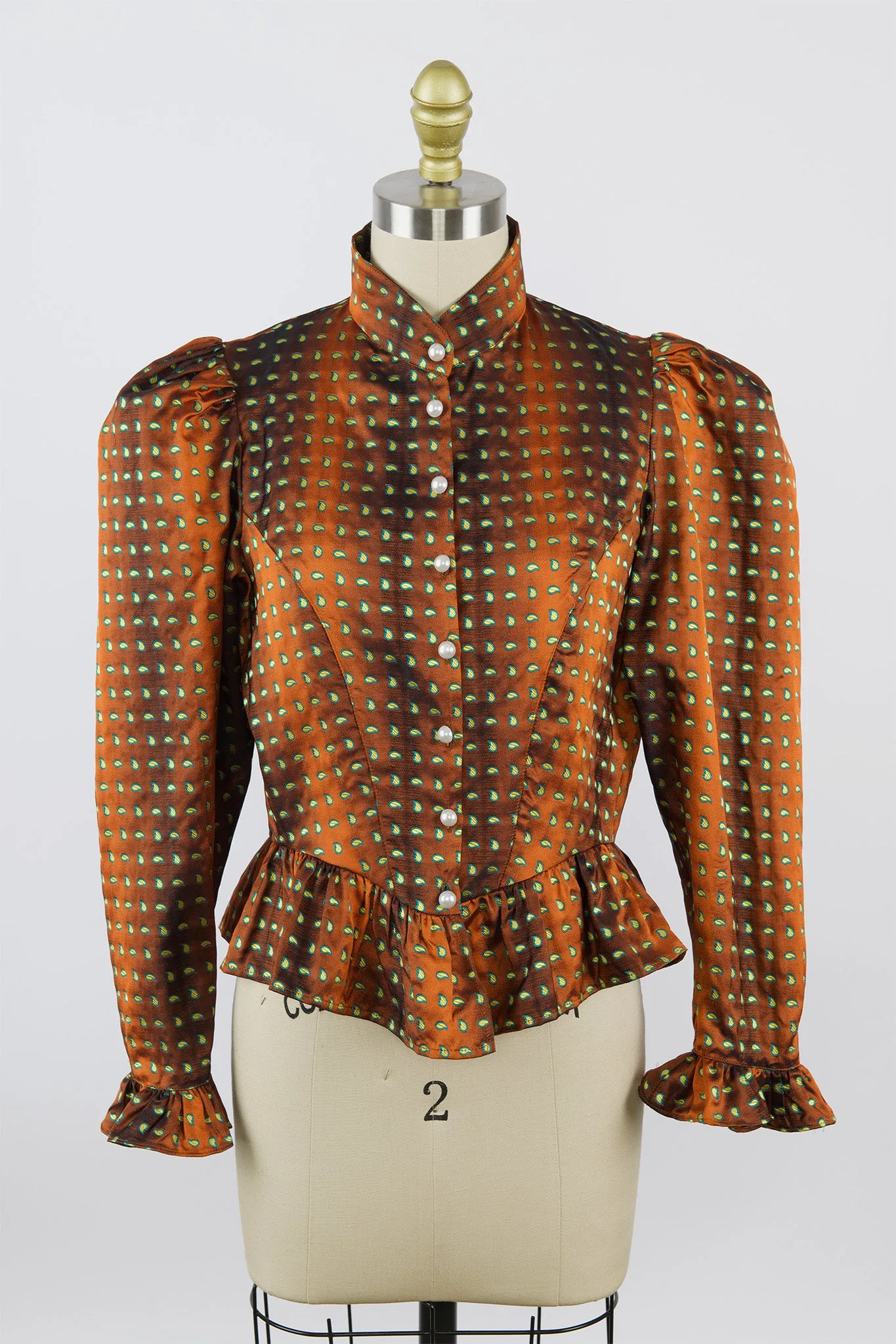 One-Of-A-Kind Grace Blouse in Vintage Copper Silk Paisley sold by Batsheva