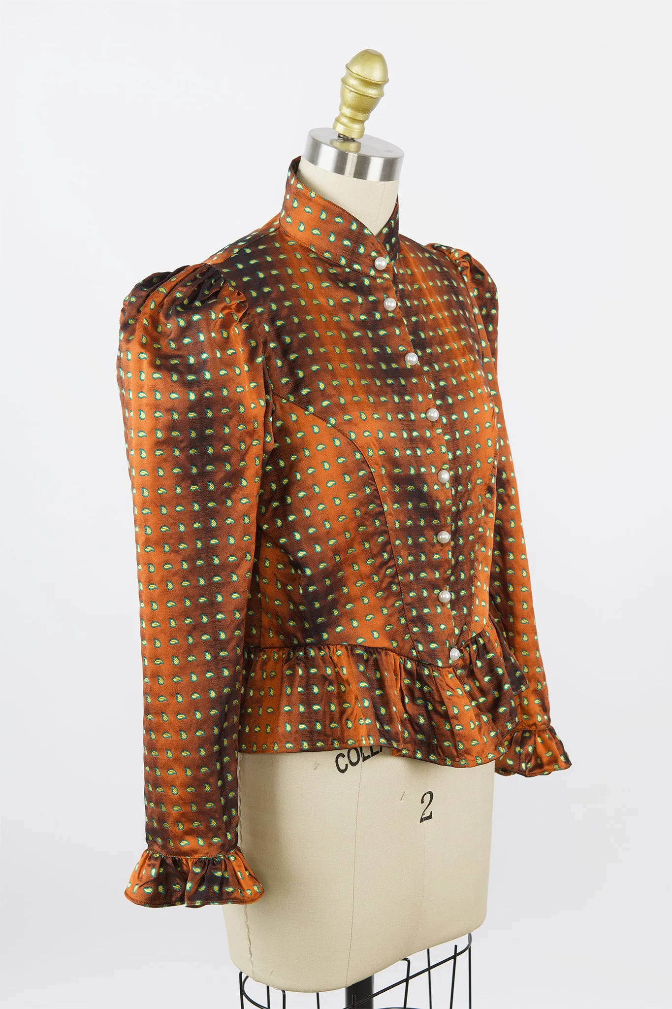 One-Of-A-Kind Grace Blouse in Vintage Copper Silk Paisley sold by Batsheva product image thumbnail 2