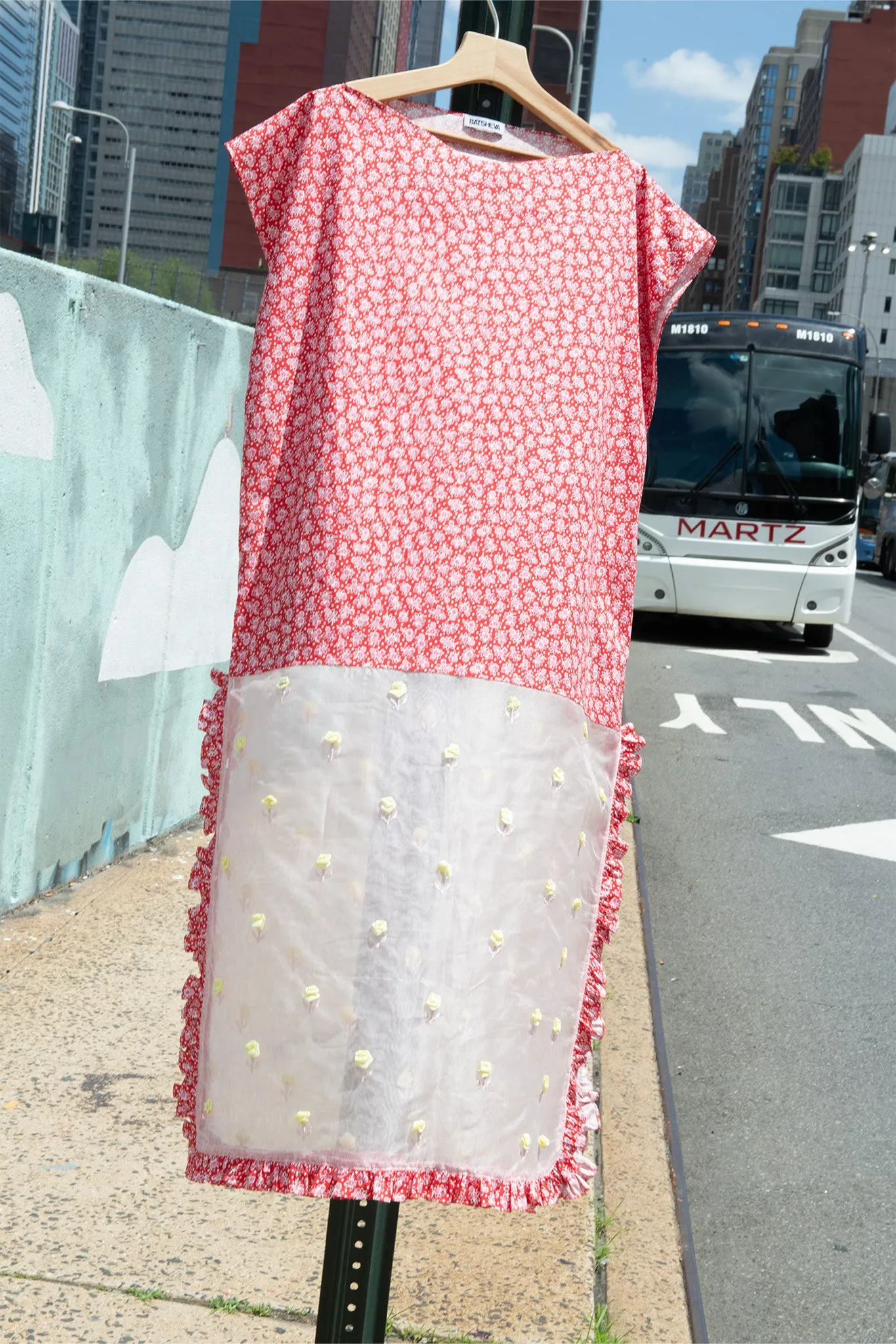 Caftan in Floral Embroidered Organza and Ditsy Cotton sold by Batsheva