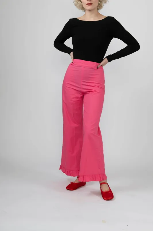 Sample Sale Ruffle Pant in Pink Cotton made by Batsheva