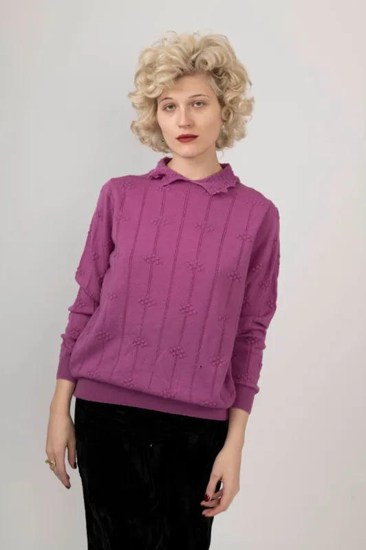 Sample Sale Collared Sweater in Magenta sold by Batsheva