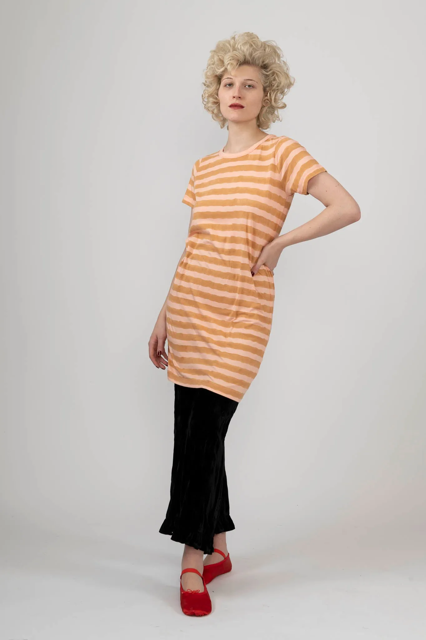 Sample Sale T-Shirt Dress in Pink Stripes sold by Batsheva