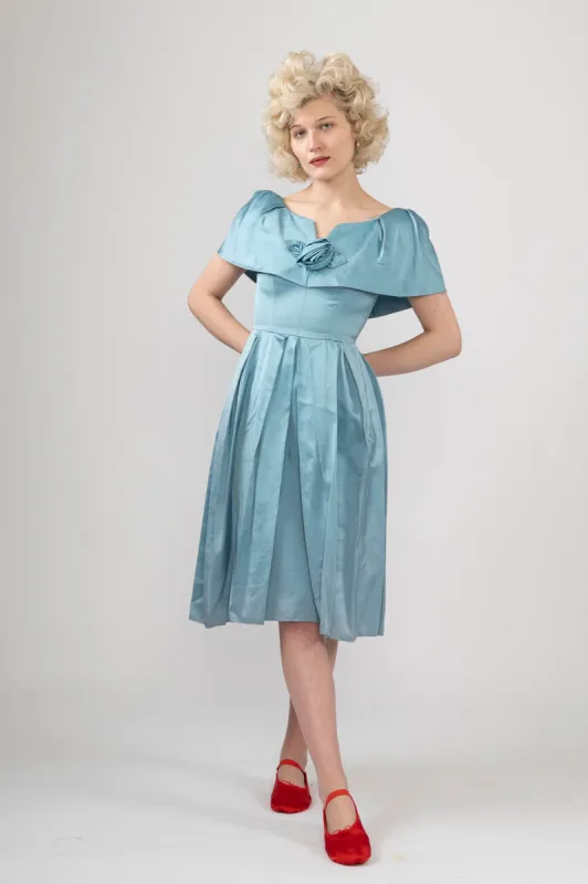 Sample Sale Vintage Henry Kaiser Cocktail Dress in Ice Blue made by Batsheva