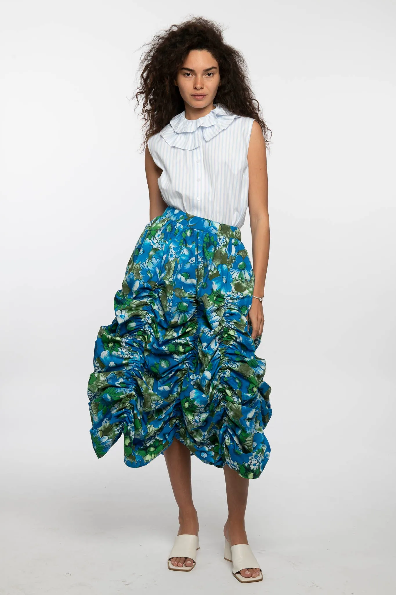 Anja Skirt in Blue Floral sold by Batsheva