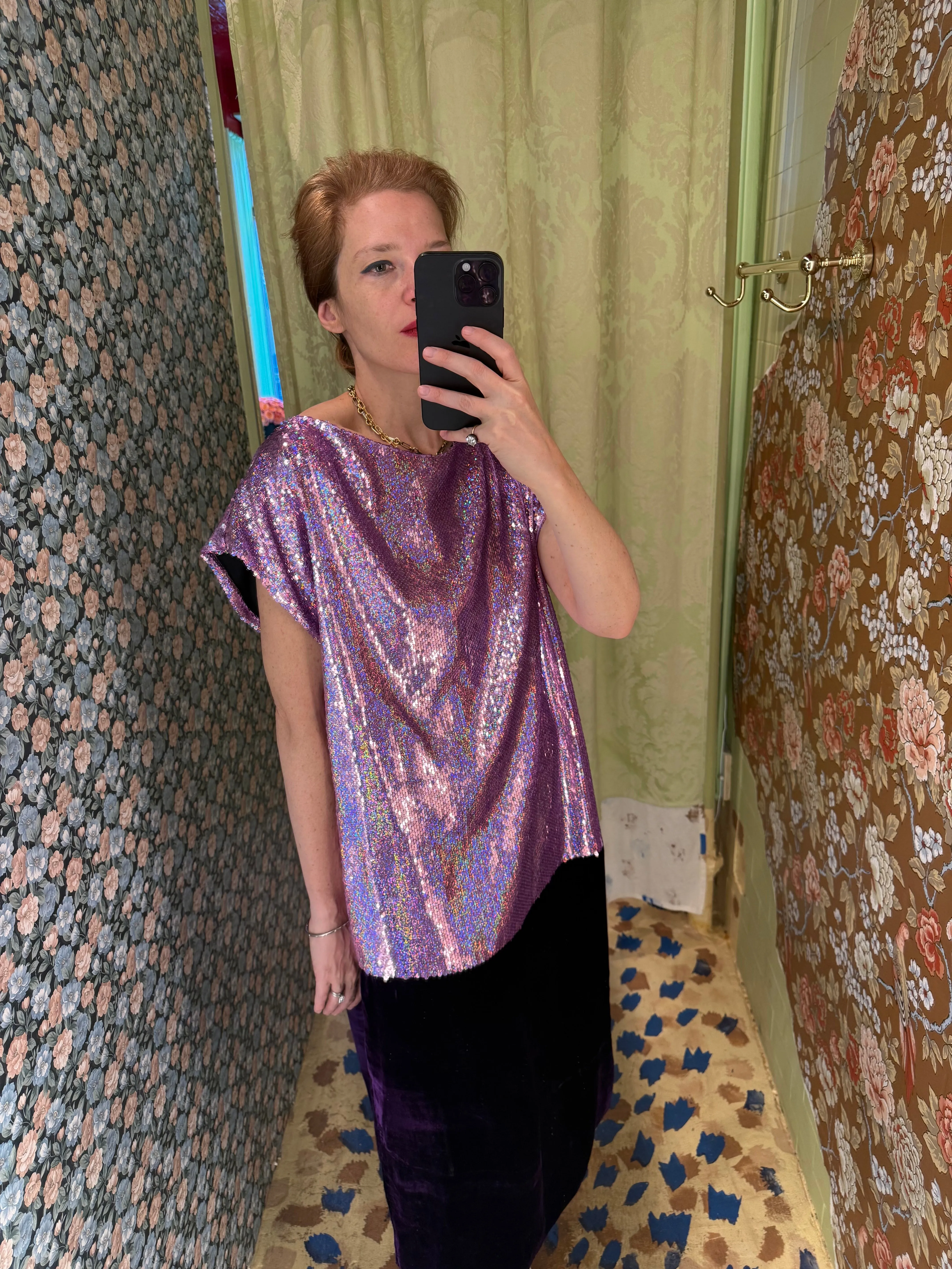 Caftan in Violet Sequin and Silk Velvet sold by Batsheva product image thumbnail 2
