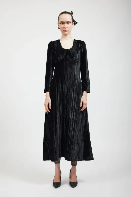 Maryjane Dress in Black Crushed Velvet sold by Batsheva