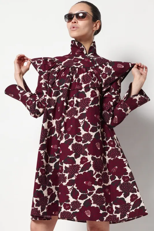 Racquel Dress in Merlot Floral made by Batsheva