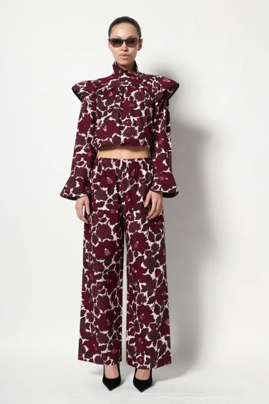 Erin Pants in Merlot Floral made by Batsheva