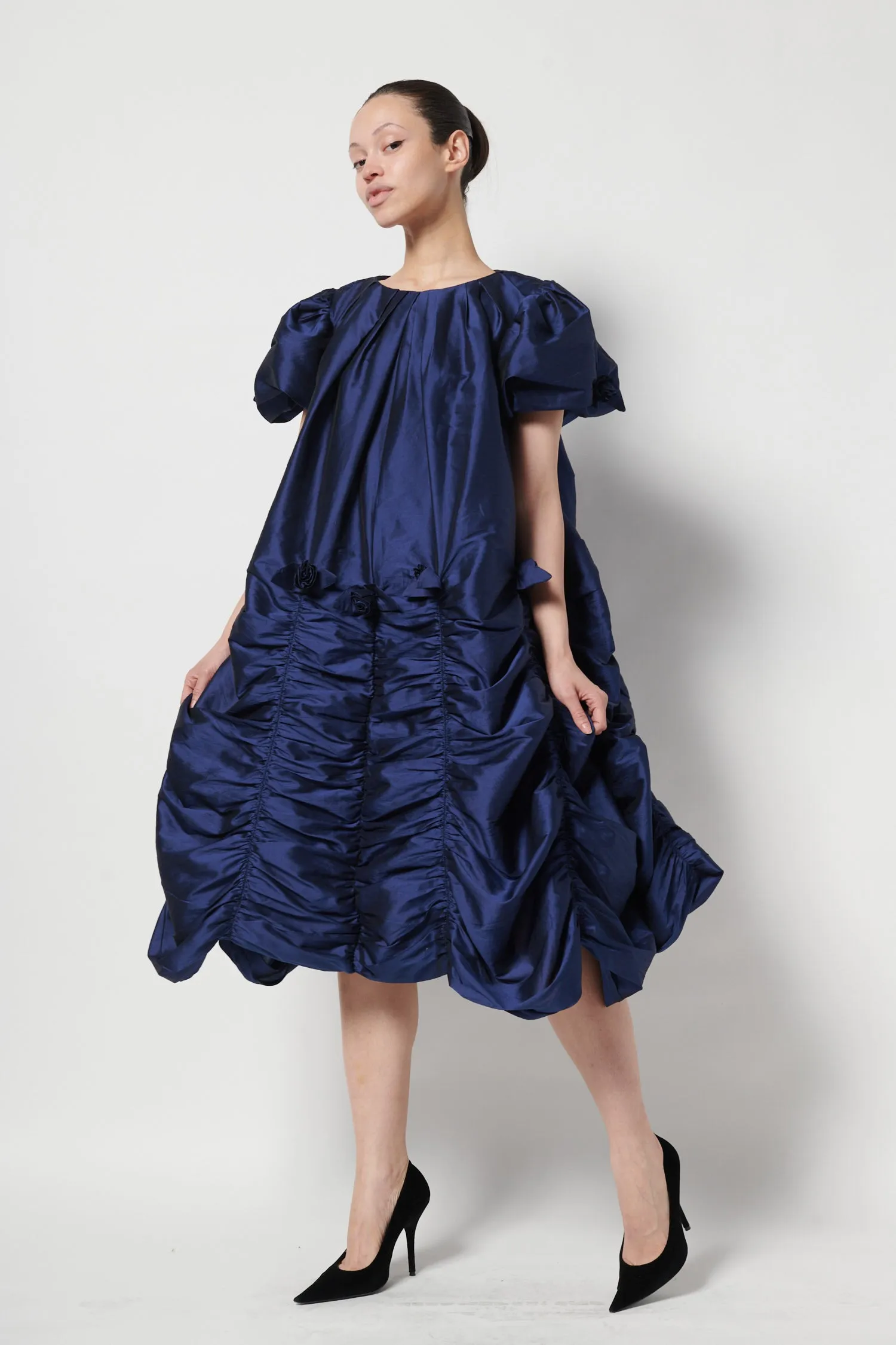 Rosie Dress in Navy Taffeta sold by Batsheva