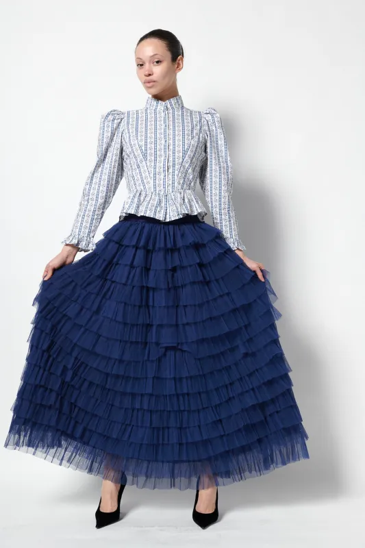 Etta Skirt in Navy Blue made by Batsheva