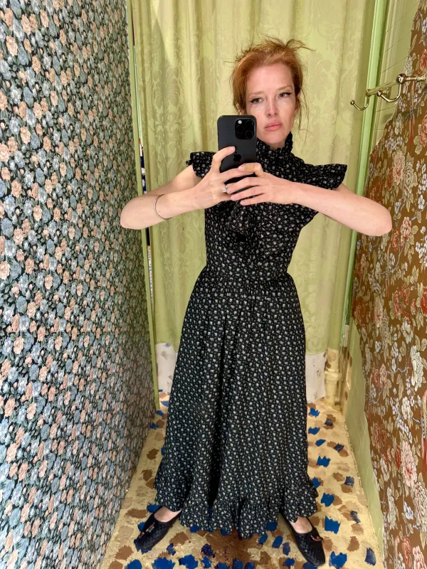 Caroline Dress in Black Floral sold by Batsheva