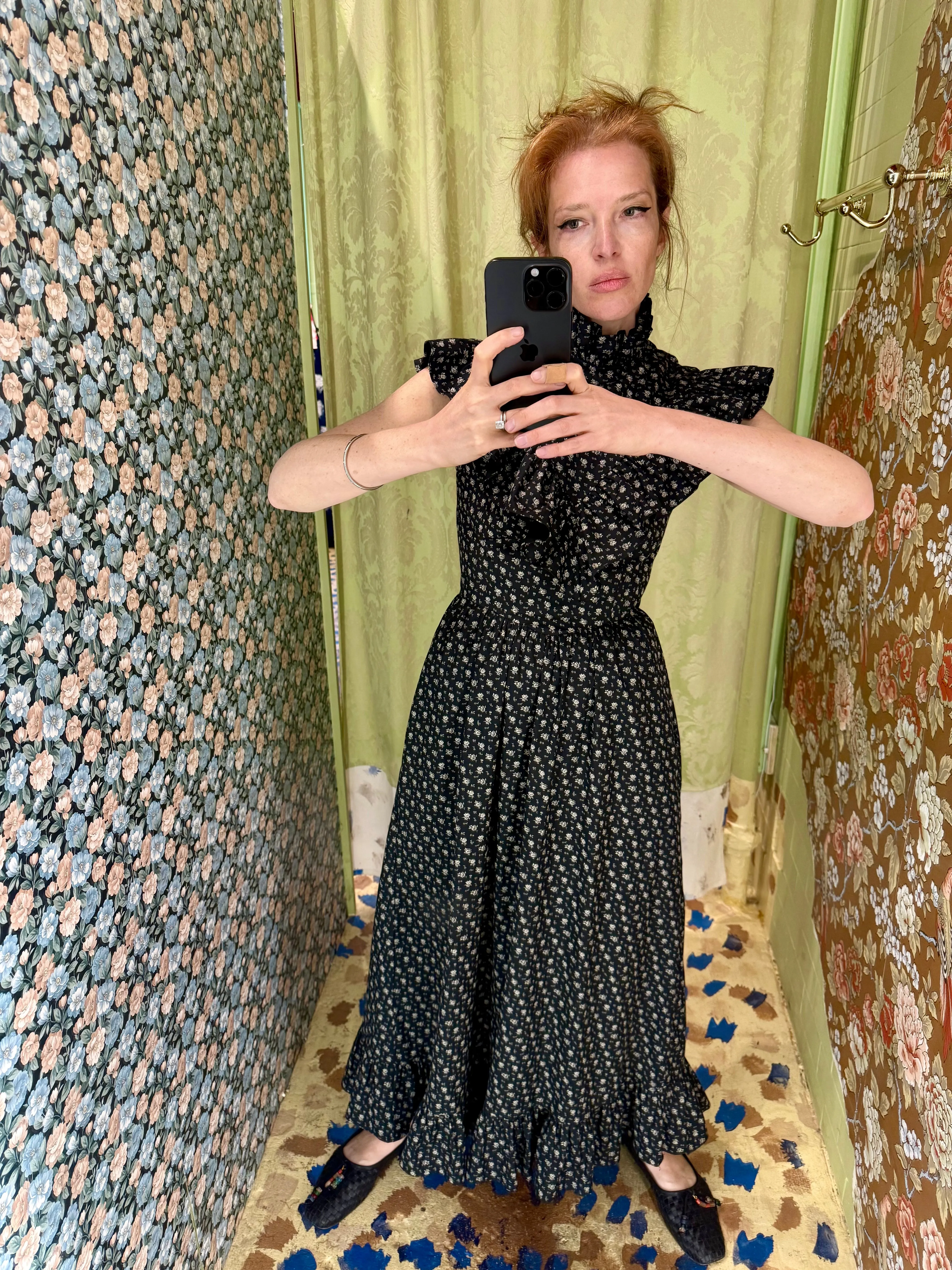 Caroline Dress in Black Floral sold by Batsheva
