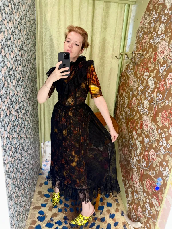 Caroline Dress in Black Lace sold by Batsheva