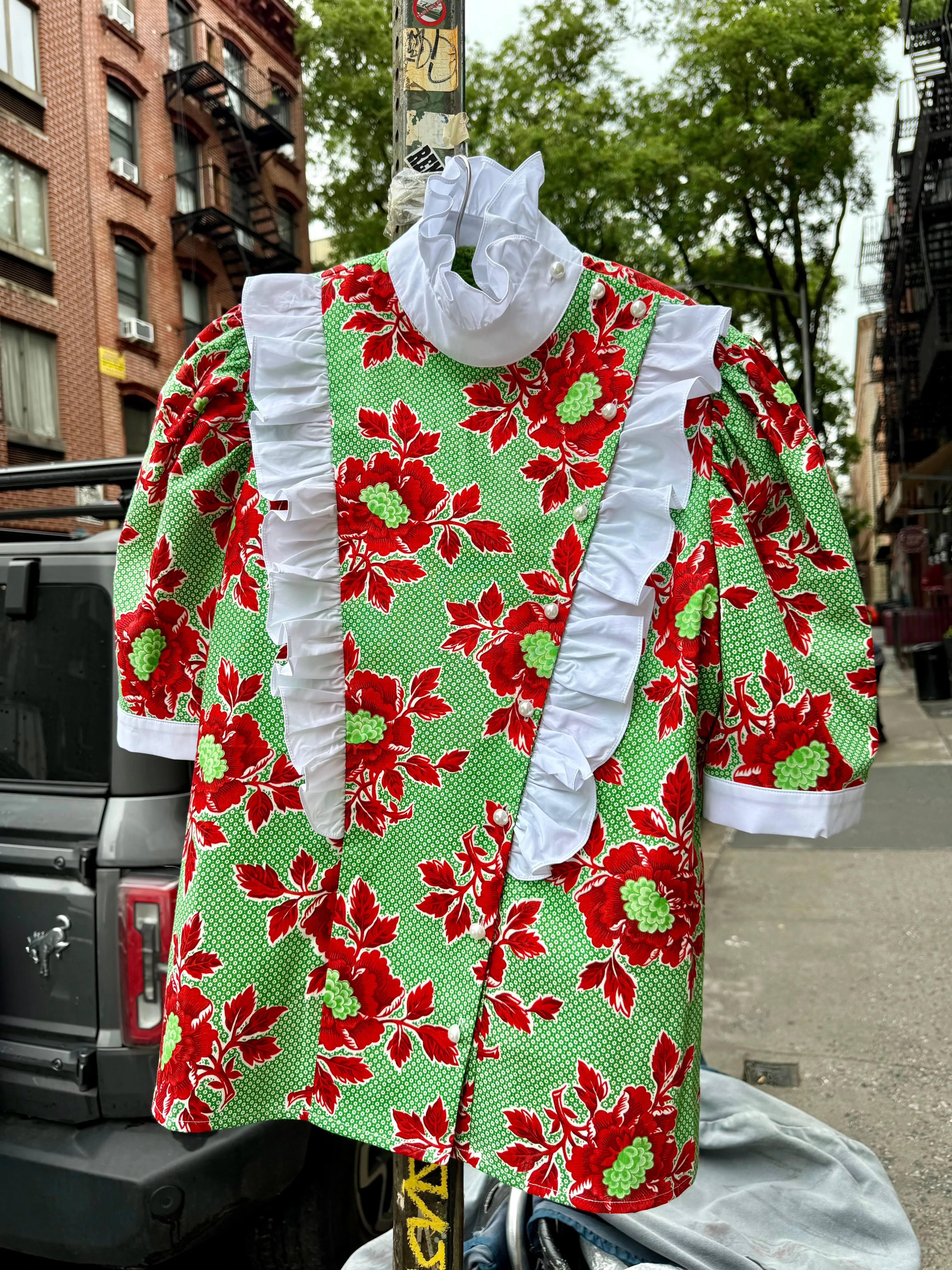 Claire Blouse in Vintage Green and Red Floral sold by Batsheva