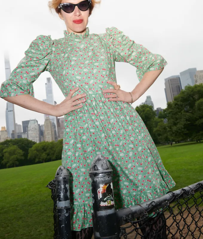 Spring Prairie Dress in Ditsy Apples sold by Batsheva